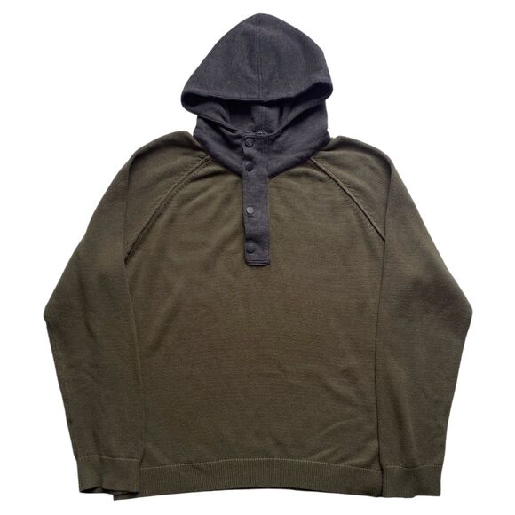 Mens Express Hooded Pullover Sweater Long Sleeve Hoodie Green Gray Size XXL - Picture 1 of 5